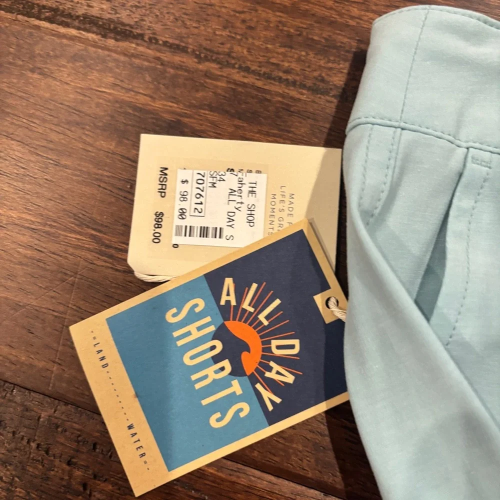 NWT Faherty Men’s All Day Shorts | Seafoam | 34 | 7” Inseam